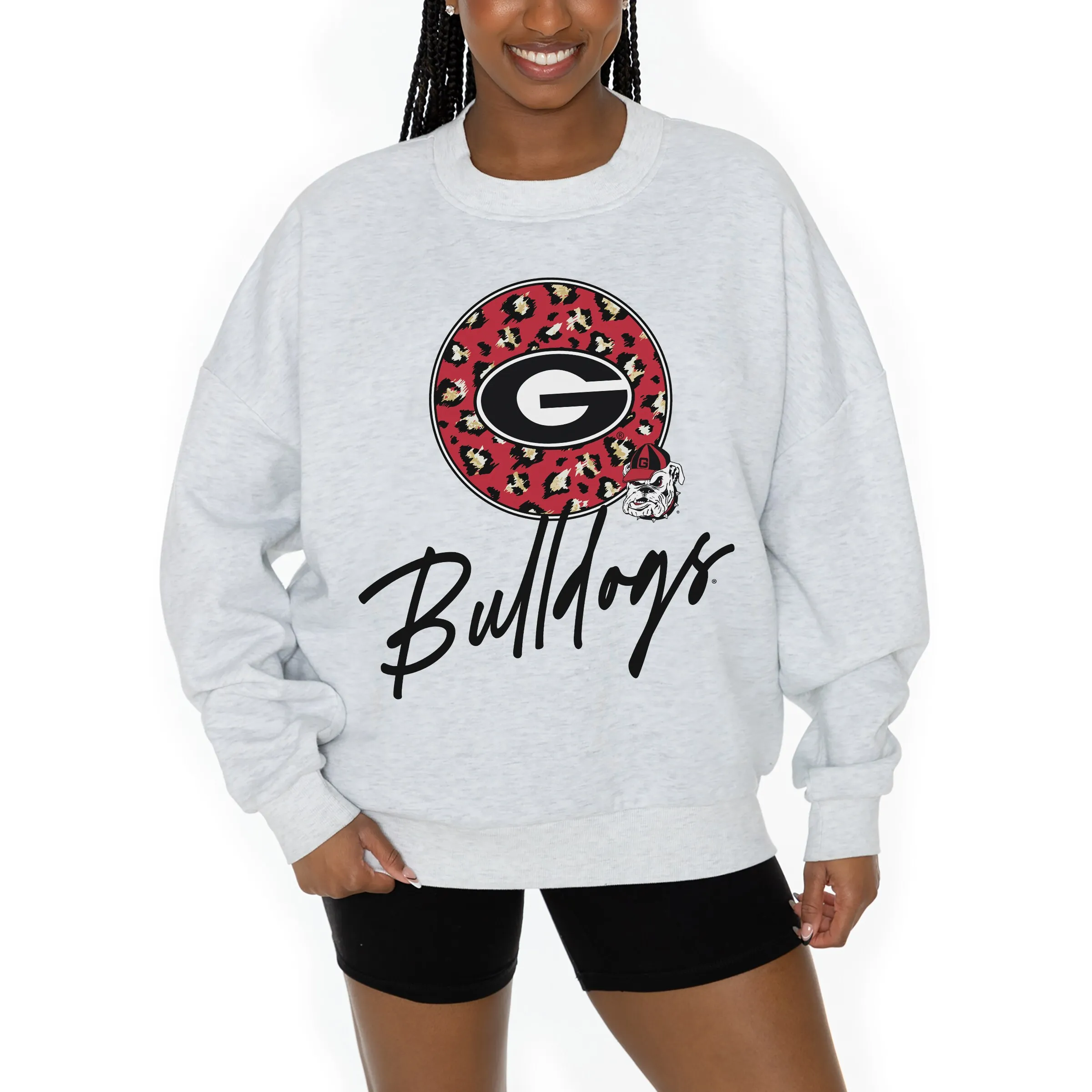 Women's Gameday Couture Ash Georgia Bulldogs Premium Fleece Pullover Sweatshirt