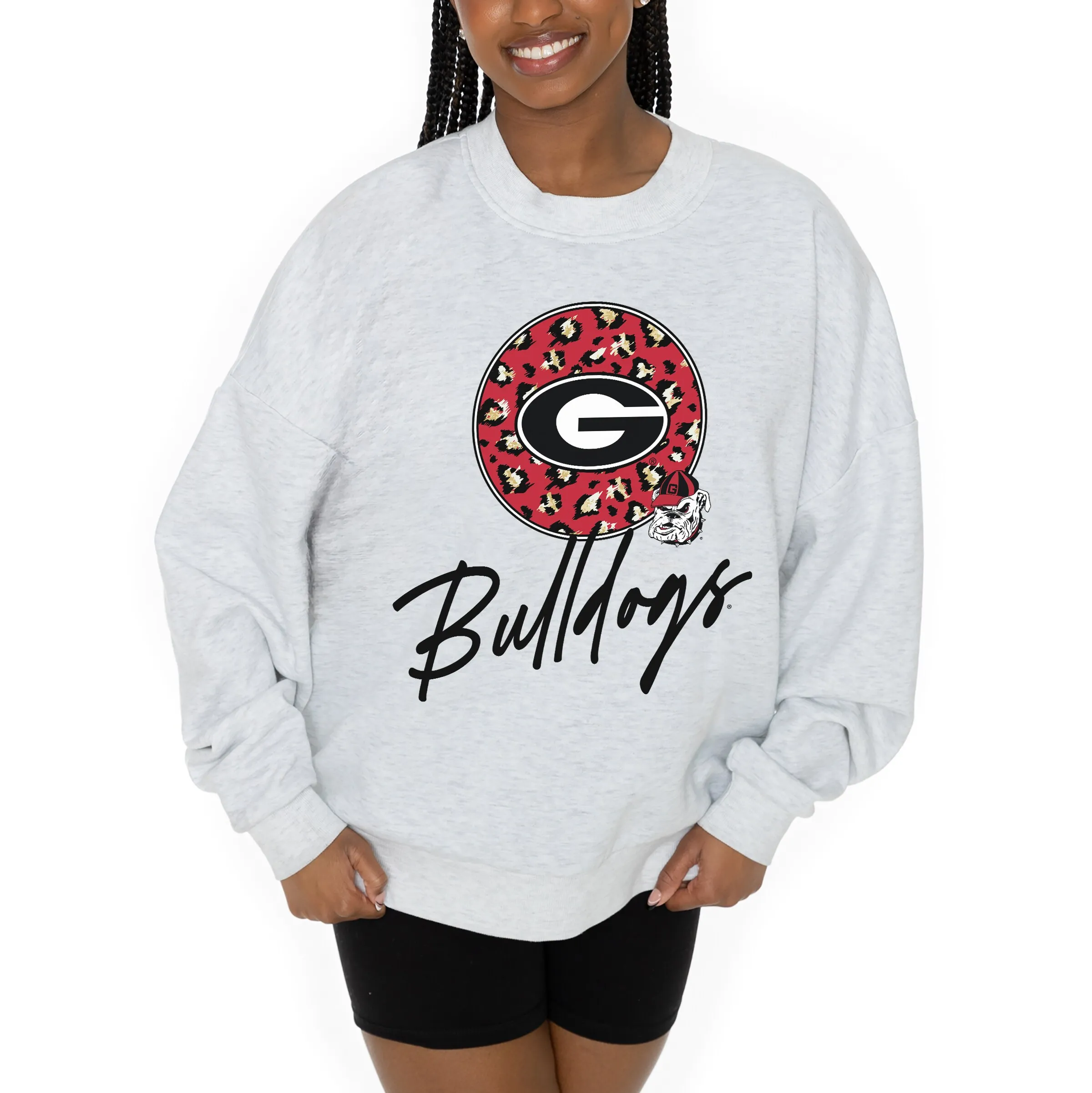 Women's Gameday Couture Ash Georgia Bulldogs Premium Fleece Pullover Sweatshirt