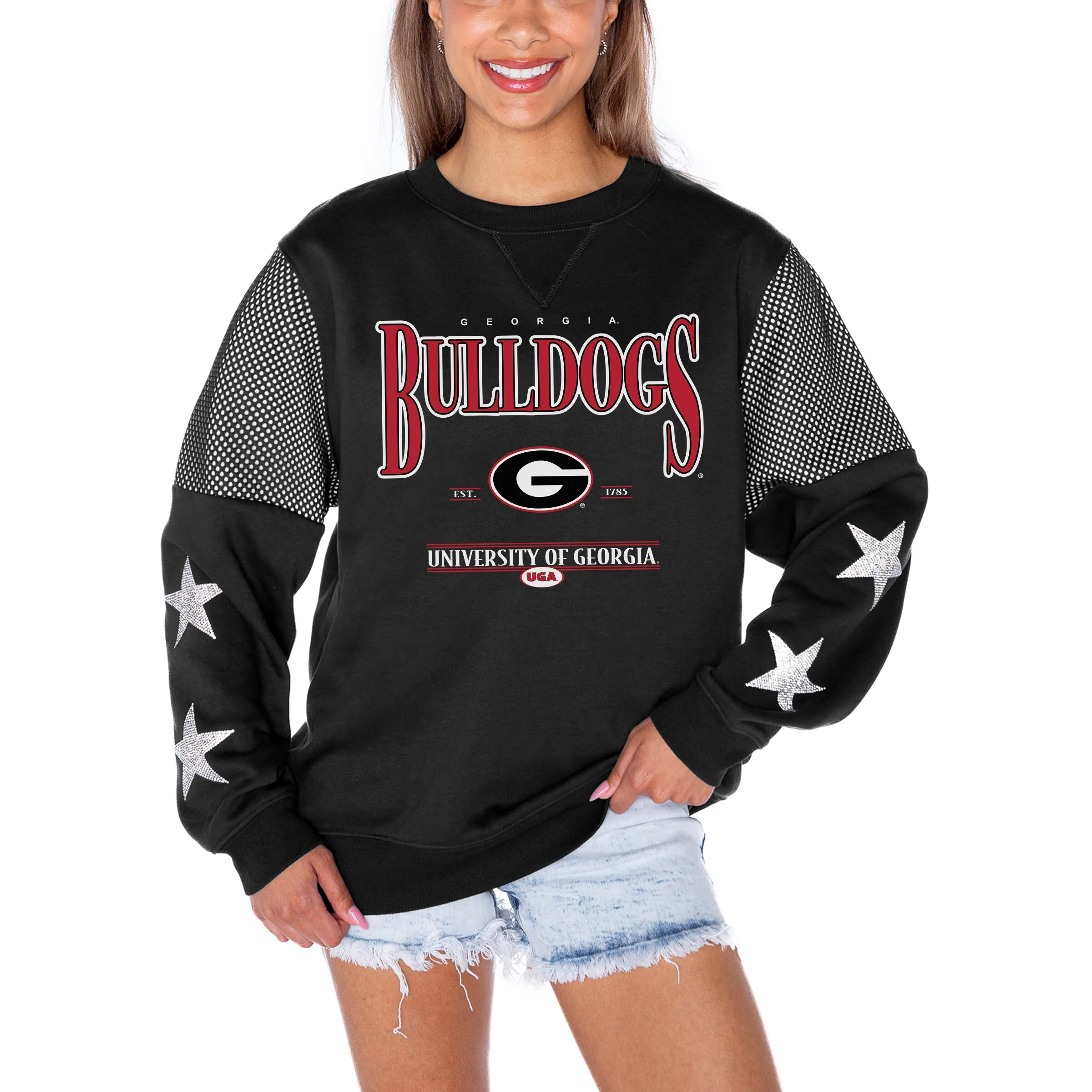 Women's Gameday Couture Black Georgia Bulldogs Shining Spirit Fleece Pullover Sweatshirt