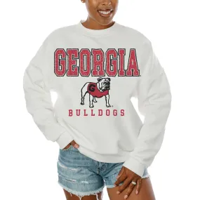 Women's Gameday Couture  White Georgia Bulldogs Freestyle Fleece Pullover Sweatshirt