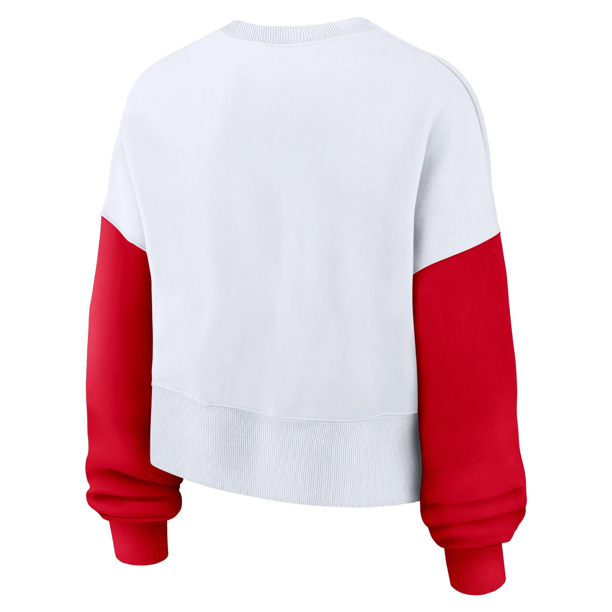 Women's Nike White Georgia Bulldogs Colorblock Fleece Oversized Copped Pullover Sweatshirt