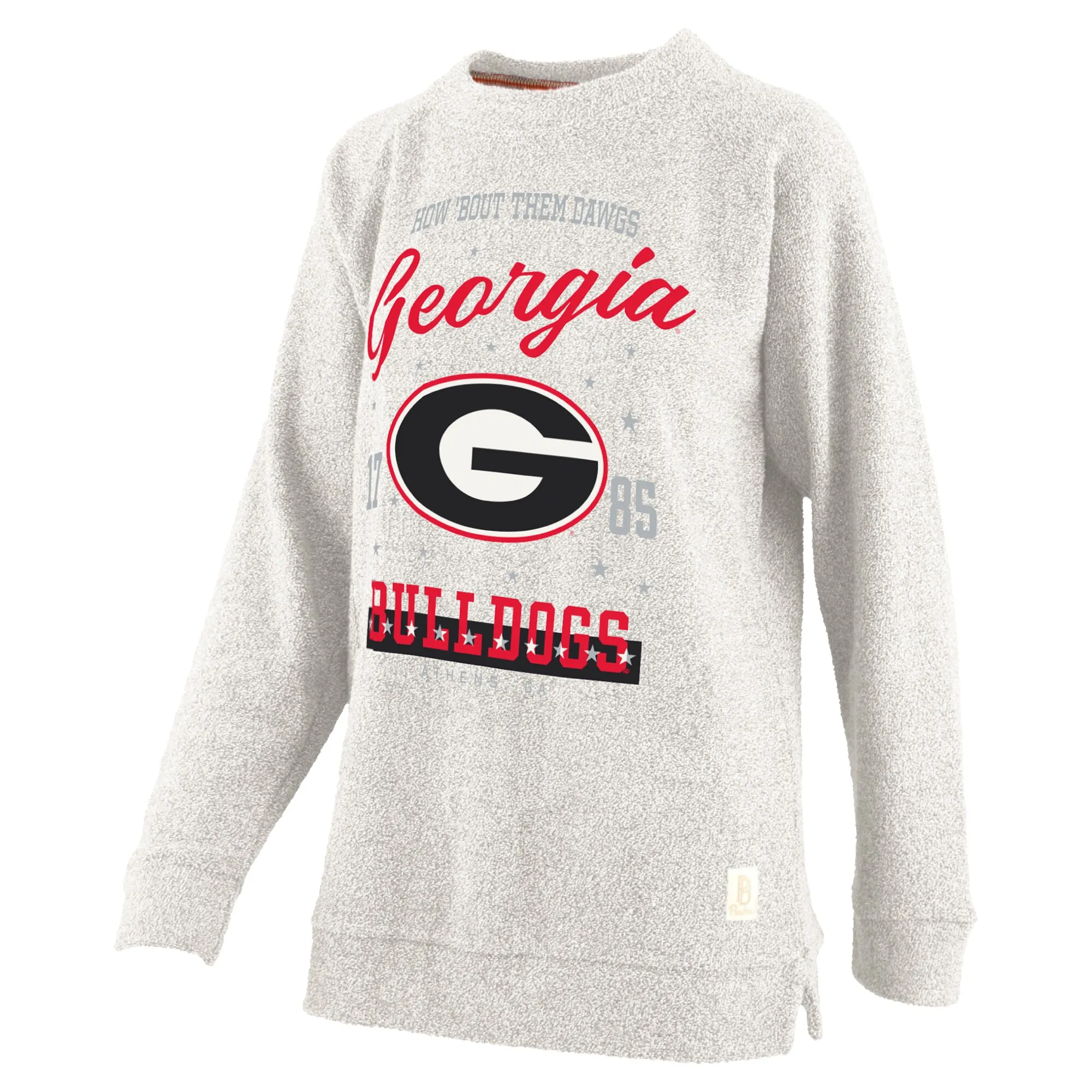 Women's Pressbox Oatmeal Georgia Bulldogs Plus Size Comfy Cairo Terry Pullover Sweatshirt