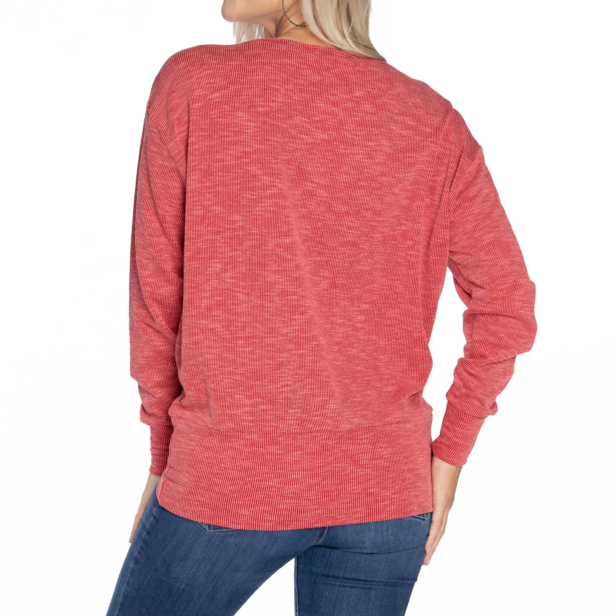 Women's Red Georgia Bulldogs Lainey Ribbed Tunic Tri-Blend Pullover Sweatshirt