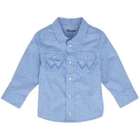 Wrangler Kid's Blue Geo Print Snap Long Sleeve