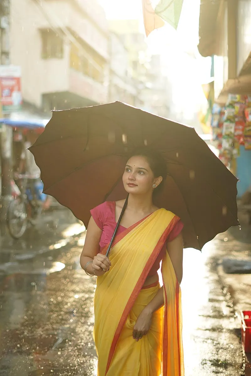 Yellow Sunshine Handwoven Mulmul Cotton Saree